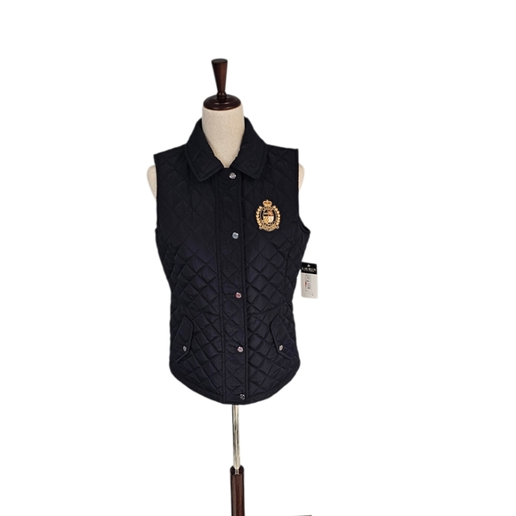 Ralph Lauren Jackets & Blazers - Lauren Ralph Lauren Navy Crest Patch Diamond Quilted Vest Small NWT